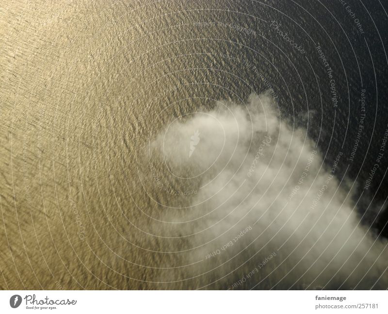 cloud ship Water Calm Clouds Sky Waves Ocean Mediterranean sea Airplane Glide Aviation Blue Gray White Silver Hover Colour photo Subdued colour Exterior shot