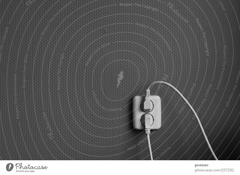 under current Cable Technology Energy industry Electricity Socket Connector Consumption Black & white photo Interior shot Studio shot Close-up Detail