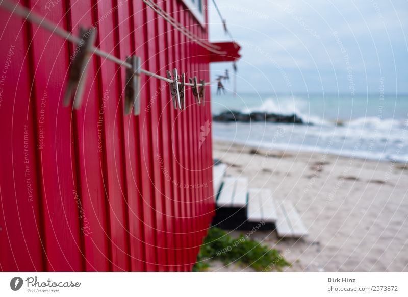 Laundry line at bath house Vacation & Travel Trip Freedom Summer vacation Beach Ocean Island Waves House (Residential Structure) Hut Manmade structures Maritime