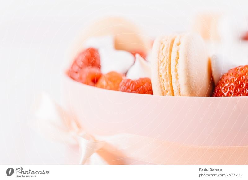 Macaron And Strawberry Birthday Cake Background picture French Dessert Multicoloured Food Sweet Delicious White Pink biscuit Snack Confectionary France