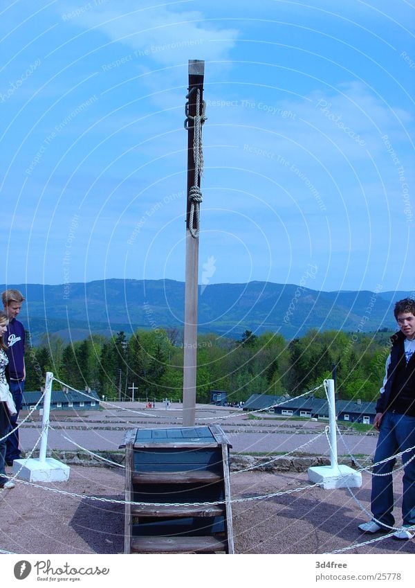 Gallows Frontal Rope Loop Concentration camp Natzweiler-Struthof concentration camp Historic Death Exterior shot Monument Judaism Platform Stairs Ways of dying