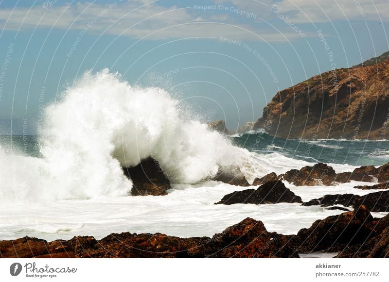 Powerful Environment Nature Landscape Elements Earth Water Sky Clouds Waves Coast Ocean Bright Wet Natural Wild Blue Brown White Force Strong Cliff Rock Swell