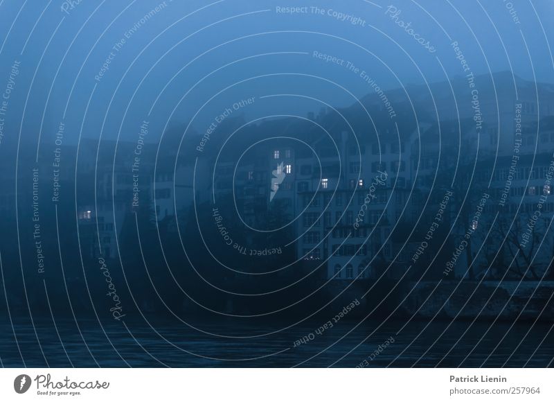 coming down Nature Elements Air Bad weather Town Populated House (Residential Structure) Exceptional Dark Dreary Gray Evening Basel Light Silent Blue Mystic