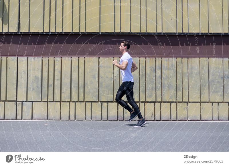 Muscular man working out in the city Lifestyle Body Healthy Health care Athletic Fitness Relaxation Summer Sports Sports Training Jogging Human being Masculine