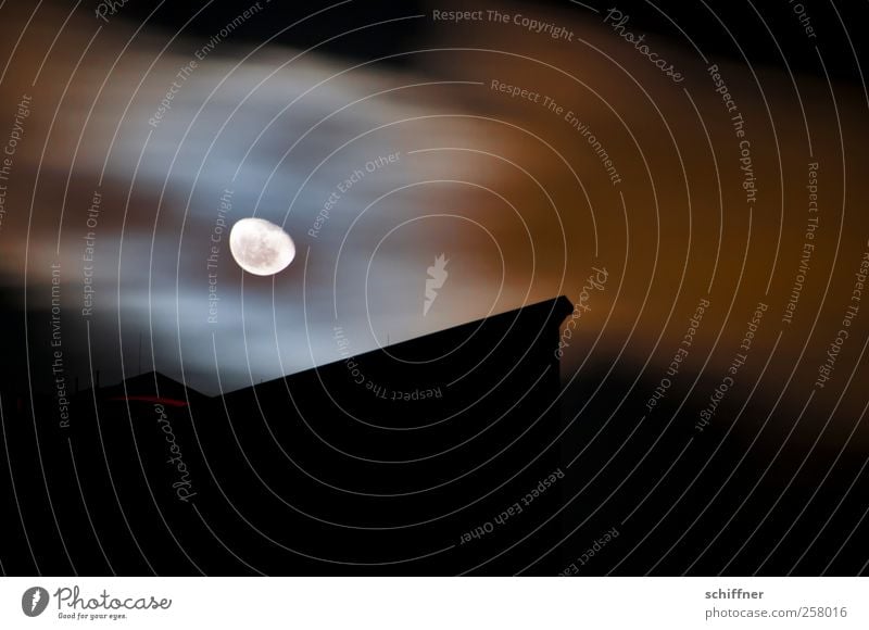 Moonstorm I Bad weather Gale House (Residential Structure) Roof Threat Dark Moonlight Moonrise Clouds Wisp of cloud Band of cloud Eerie Lighting Illuminate