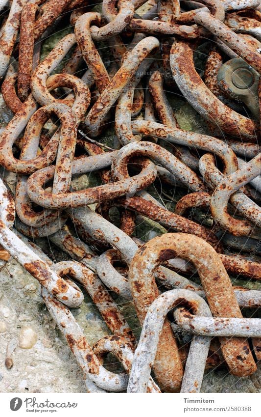 Junk Out of order Chain Chain link Concrete Metal Emotions Rust Old Colour photo Exterior shot Deserted Day Shadow Contrast