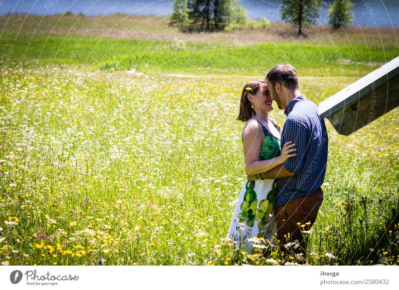 happy lovers on Holiday in the alps mountains Lifestyle Happy Beautiful Relaxation Vacation & Travel Adventure Summer Mountain Woman Adults Man Couple Partner 2