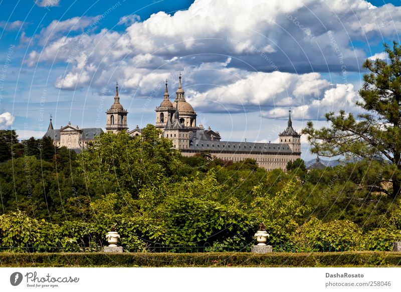 San Lorenzo de El Escorial Monastery Spires, Spain Vacation & Travel Summer Nature Plant Sky Clouds Tree Bushes Monasterio de San Lorenzo Church Dome Castle