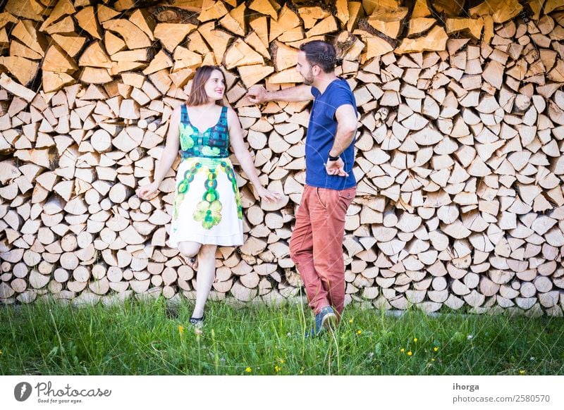 Two happy lovers on wooden background Elegant Joy Happy Beautiful Valentine's Day Woman Adults Man Family & Relations Couple Partner 2 Human being 30 - 45 years