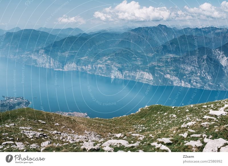 lago di garda Environment Nature Landscape Sky Clouds Summer Beautiful weather Meadow Mountain Lakeside Gigantic Blue Green Adventure Relaxation