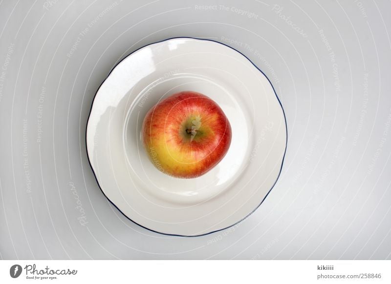 breakfast Fruit Apple Nutrition Breakfast Lunch Picnic Organic produce Vegetarian diet Diet Crockery Plate Symmetry Colour photo Studio shot Copy Space left