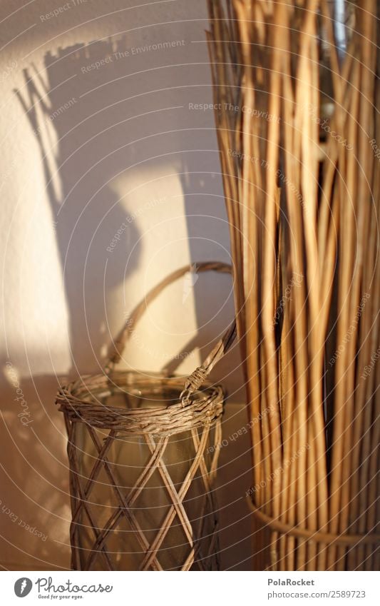 #A# Sun & Living Art Esthetic Decoration Living or residing Straw Wickerwork Lantern Lamp Brown Cozy Colour photo Subdued colour Interior shot Studio shot