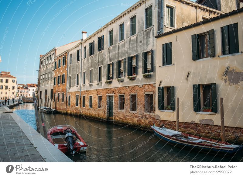 Venice Village Town Port City Blue Italy House (Residential Structure) Channel Sky Old Esthetic Vintage Historic Tourism Water Sea water Colour photo