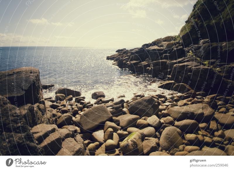 swim until you can't see land Environment Nature Landscape Elements Earth Water Sky Clouds Horizon Sun Beautiful weather Rock Waves Coast Beach Bay Ocean Blue