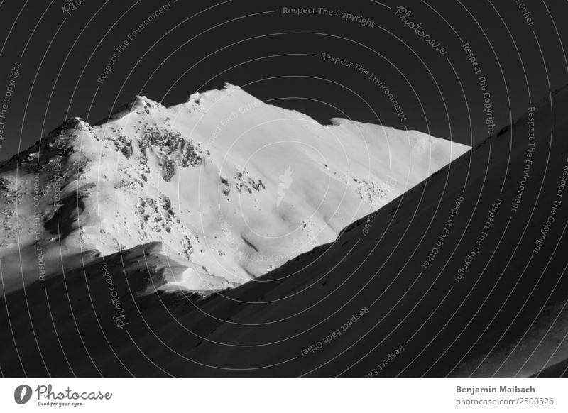 Snow-covered mountain peak Nature Elements Winter Ice Frost Alps Mountain Black White Freedom Peace Cold Emphasis Environment Canton Graubünden