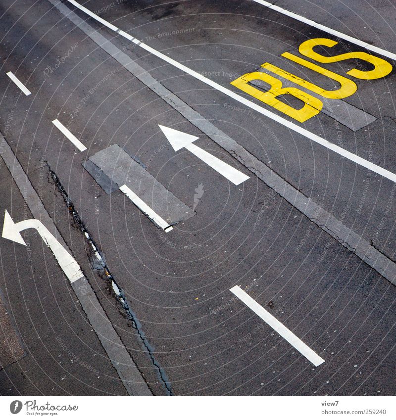 bus lane Transport Traffic infrastructure Street Crossroads Lanes & trails Road junction Road sign Stone Concrete Sign Characters Signs and labeling Signage