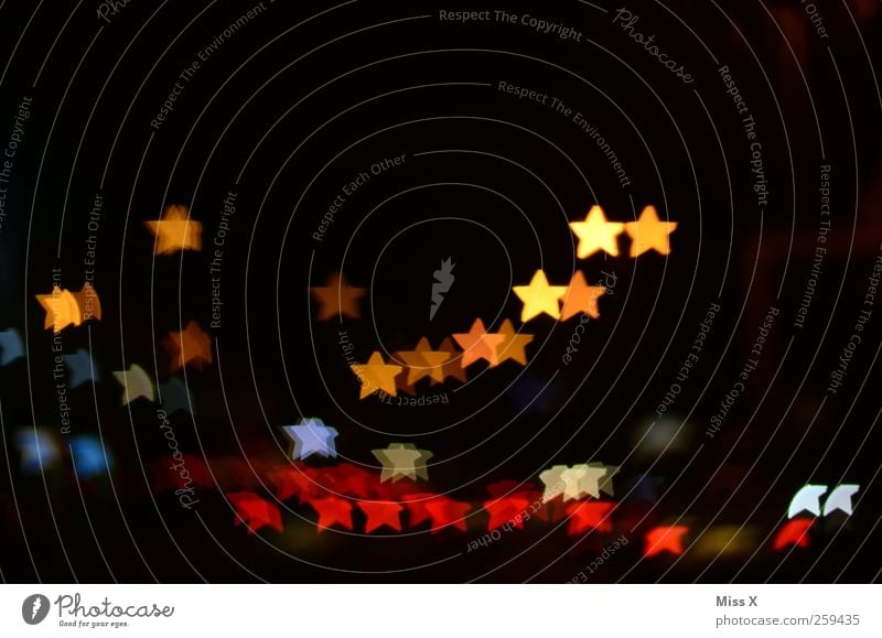 starry sky Christmas & Advent Night sky Illuminate Multicoloured Christmas fairy lights Star (Symbol) Colour photo Experimental Pattern Deserted