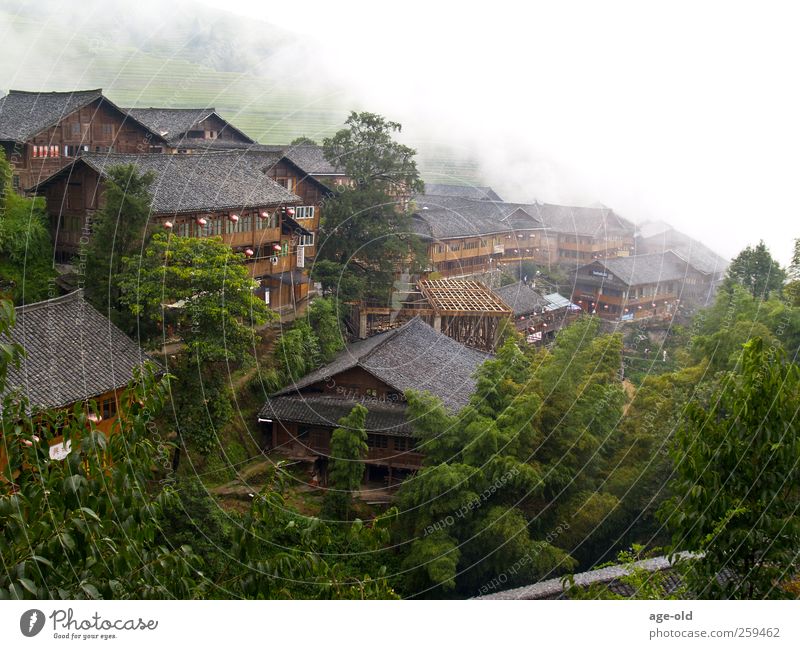 Ping`An Zhuang Adventure Far-off places Landscape Summer China Asia Village House (Residential Structure) Vacation & Travel Brown Gray Green White