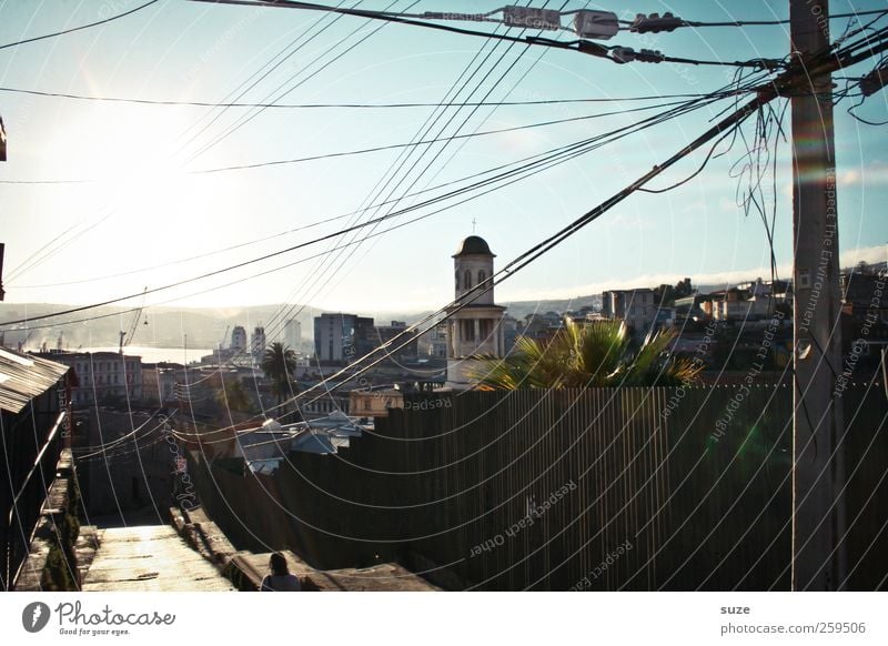 Valparaiso Sky Beautiful weather Small Town Old town House (Residential Structure) Church Tower Building Lanes & trails Poverty Simple Uniqueness Chile