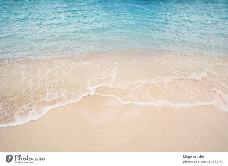 sandy beach with the blue waves rolling into the shore Beautiful Relaxation Vacation & Travel Summer Sun Beach Ocean Island Nature Landscape Sand Sky Clouds