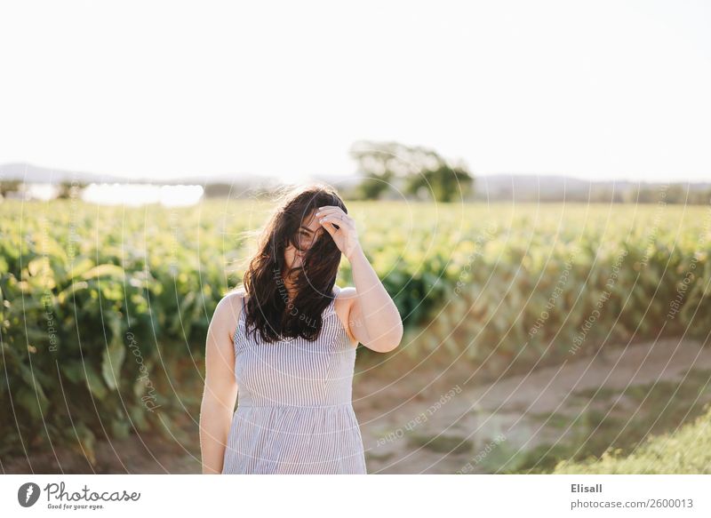 Happy woman in field Human being Young woman Youth (Young adults) 1 Emotions Moody Joy Happiness Joie de vivre (Vitality) Spring fever Enthusiasm Self-confident