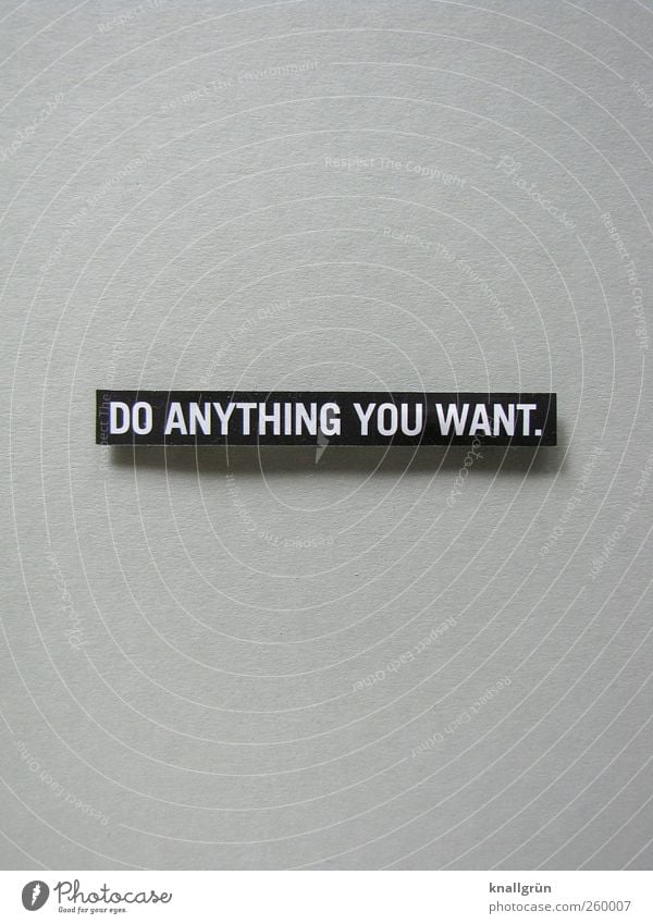 DO ANYTHING YOU WANT. Characters Signs and labeling Communicate Sharp-edged Happy Uniqueness Gray Black White Emotions Joy Contentment Joie de vivre (Vitality)