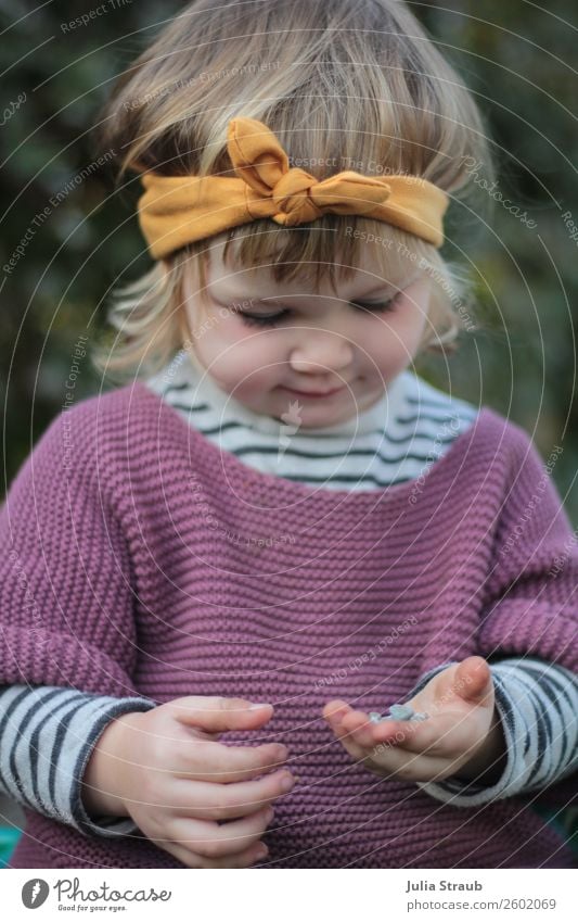 Girls play headband Feminine Toddler 1 Human being 1 - 3 years Beautiful weather Meadow Sweater Knitted sweater Striped sweater Headband Bow Brunette Blonde