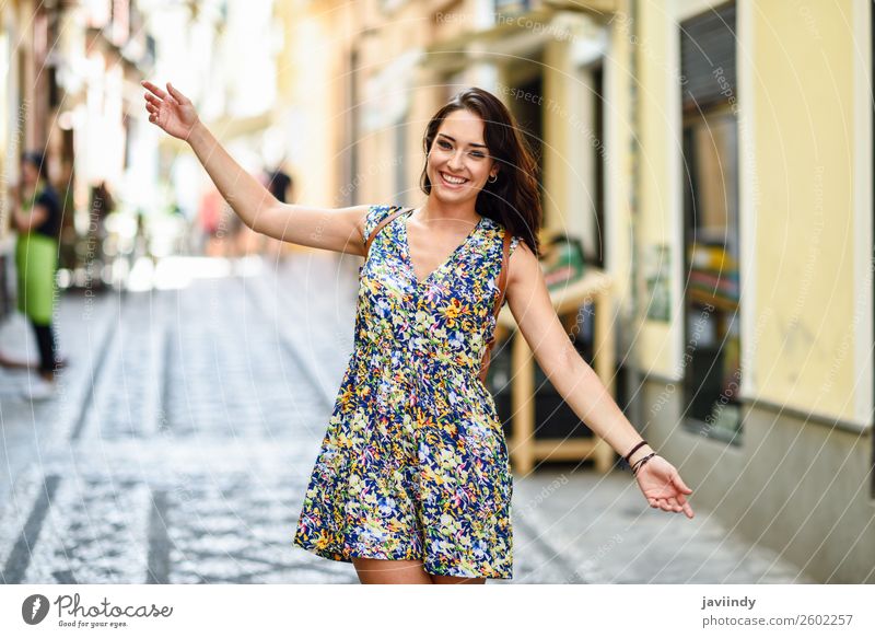 Happy young woman with blue eyes smiling outdoors Lifestyle Style Beautiful Hair and hairstyles Summer Human being Feminine Young woman Youth (Young adults)