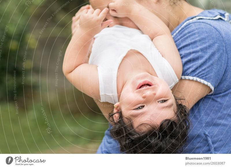 Mother and young child playing together Lifestyle Joy Beautiful Face Healthy Playing Garden Parenting Child Human being Feminine Baby Girl Young woman