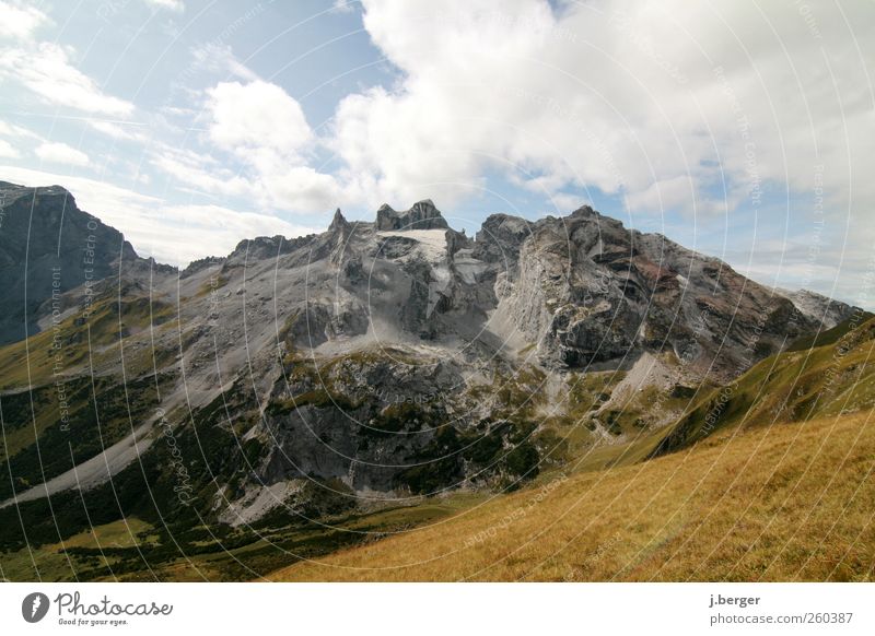 three towers Vacation & Travel Far-off places Mountain Nature Landscape Summer Beautiful weather Hill Rock Alps Peak Relaxation Exceptional Blue Brown Gray