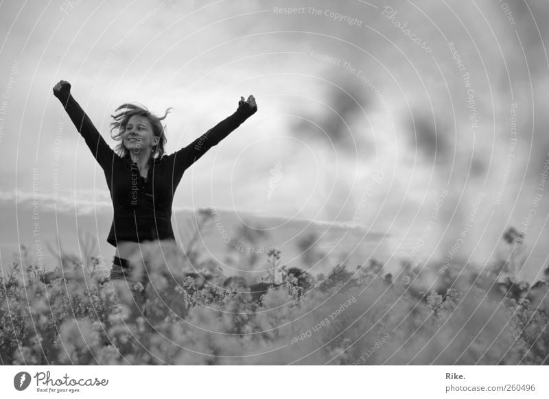 A requiem for a good mood. Human being Young woman Youth (Young adults) Body 1 18 - 30 years Adults Environment Nature Landscape Plant Canola Meadow Field