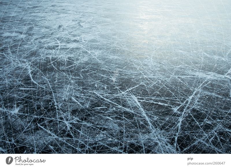 gretzkys office Ice hockey Hockey Winter Frost Lake Under Black White Joy Scratched Scratch mark Frozen Cold Winter sports Ice-skating Frozen surface Smoothness