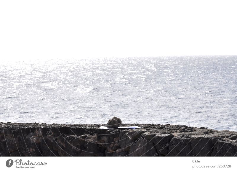 Weighted Elements Water Earth Sky Sunrise Sunset Sunlight Beautiful weather Coast Ocean Atlantic Ocean Lanzarote Spain Deserted Wall (barrier) Wall (building)