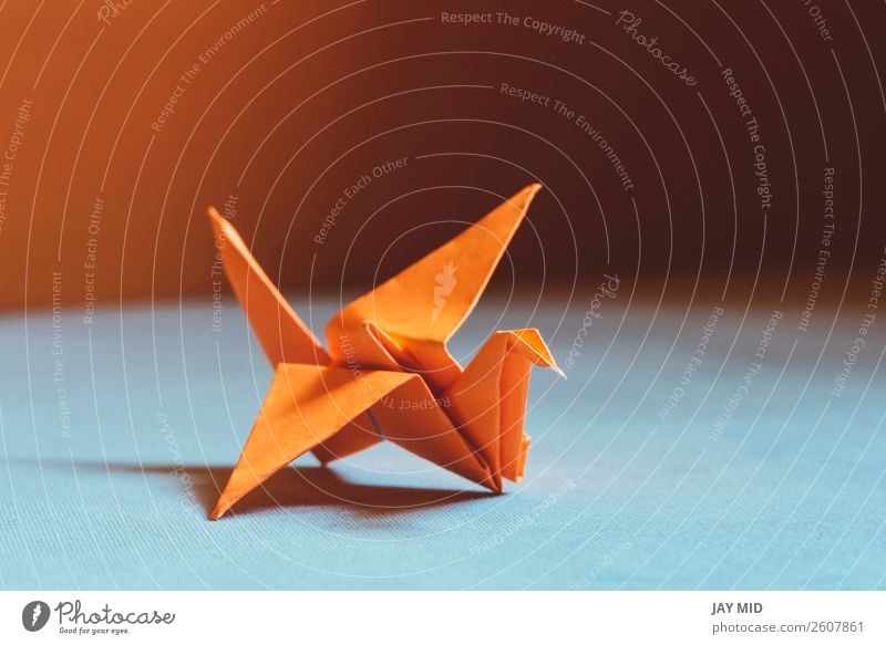 Orange origami bird , a bird made of paper-origami. Design Leisure and hobbies Handcrafts Decoration Craft (trade) Art Culture Animal Bird Paper Toys Hope Peace