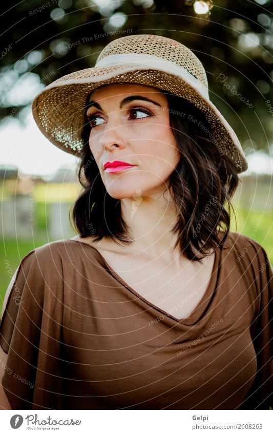 Stylish woman Lifestyle Style Beautiful Face Human being Woman Adults Nature Landscape Tree Fashion Clothing Hat Brunette Eroticism Cute Retro Brown girl young