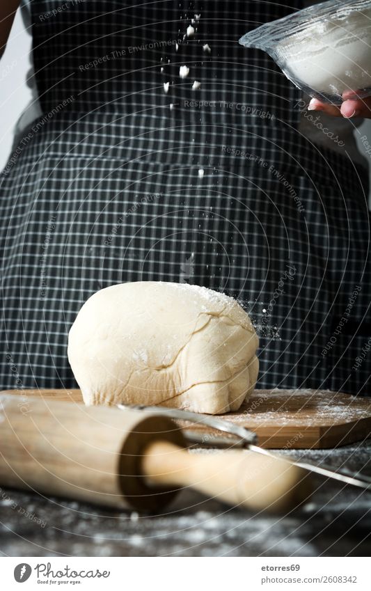 Woman kneading bread dough Bread Make Heading Hand Kitchen Apron Flour Yeast Home-made Baking Dough Human being Preparation Stir Ingredients Raw