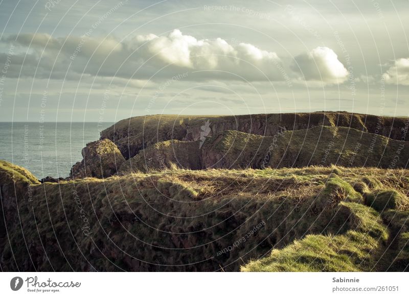 Bullers of Buchan Nature Landscape Elements Earth Sky Clouds Sun Grass Rock Waves Coast Lakeside Ocean Cliff Aberdeen Scotland Free Natural Wild Colour photo