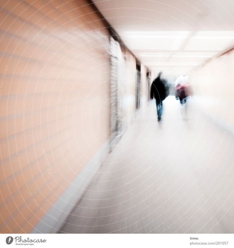 Two Lonely Hearts On A Subway Human being Body 2 Tunnel Architecture Underground Underpass Wall (barrier) Wall (building) Movement Speed Modern Tourism Town