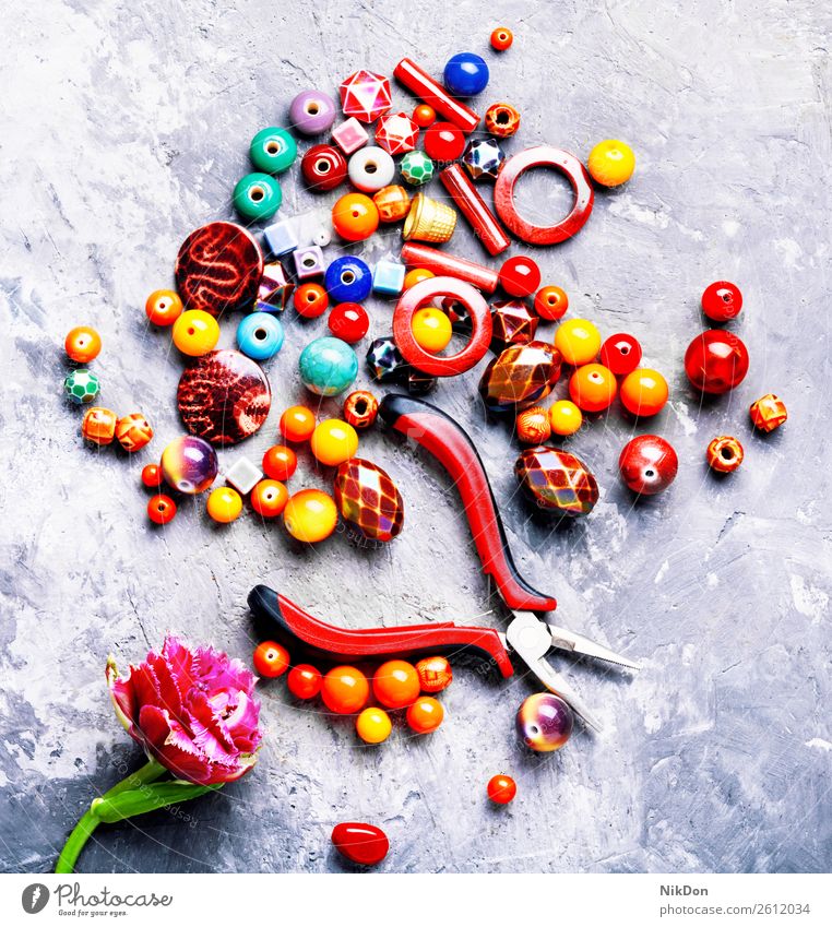 Beads for jewelry bead tulip flower female decoration craft handmade accessory beading fashion colorful beads design macro stone hobby art style necklace