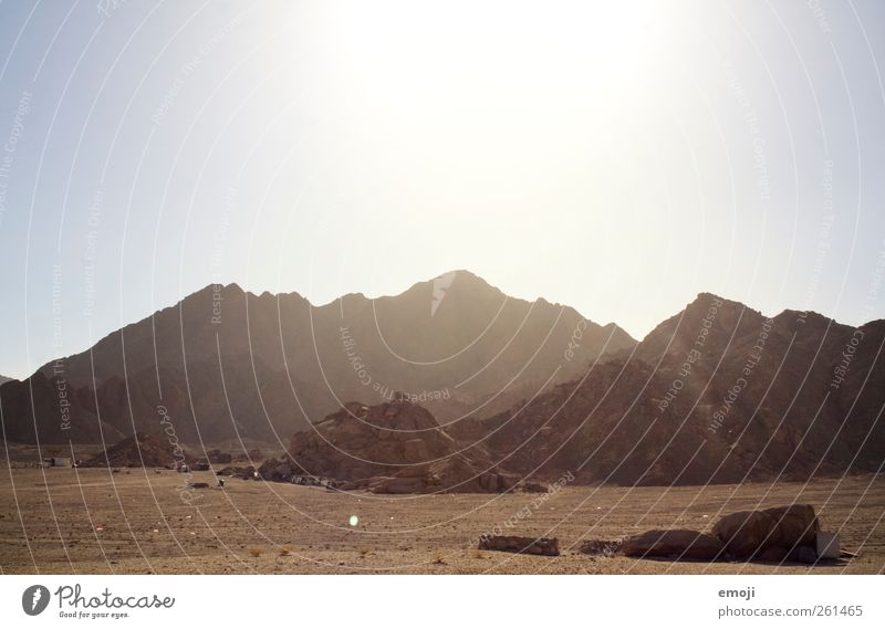 Bedouins Environment Nature Elements Earth Sand Sky Cloudless sky Summer Climate Beautiful weather Warmth Drought Rock Mountain Desert Dry Sparse Colour photo