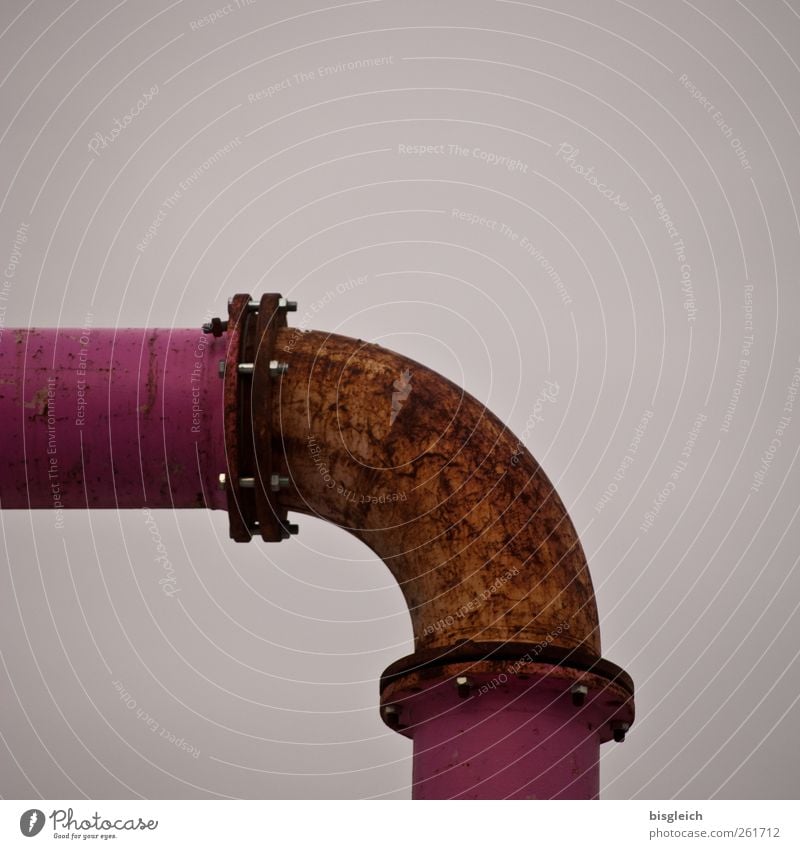 pinkish Conduit Pipe Iron-pipe Rust Metal Pink Colour photo Exterior shot Deserted Copy Space top Day