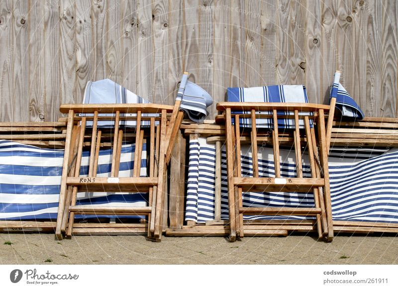 tenby stripe Lifestyle Wellness Relaxation Vacation & Travel Summer Summer vacation Wood Blue White Solidarity Stagnating Tradition Attachment Folding chair