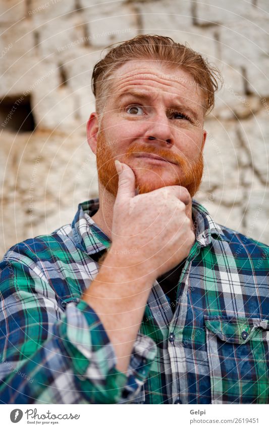 Red haired man Hair and hairstyles Face Human being Boy (child) Man Adults Red-haired Beard Think Exceptional Funny Cute White Emotions Concern Grinning Gesture