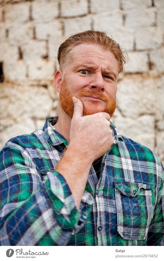 Red haired man Hair and hairstyles Face Human being Boy (child) Man Adults Red-haired Beard Think Exceptional Funny Cute White Emotions Concern Grinning Gesture