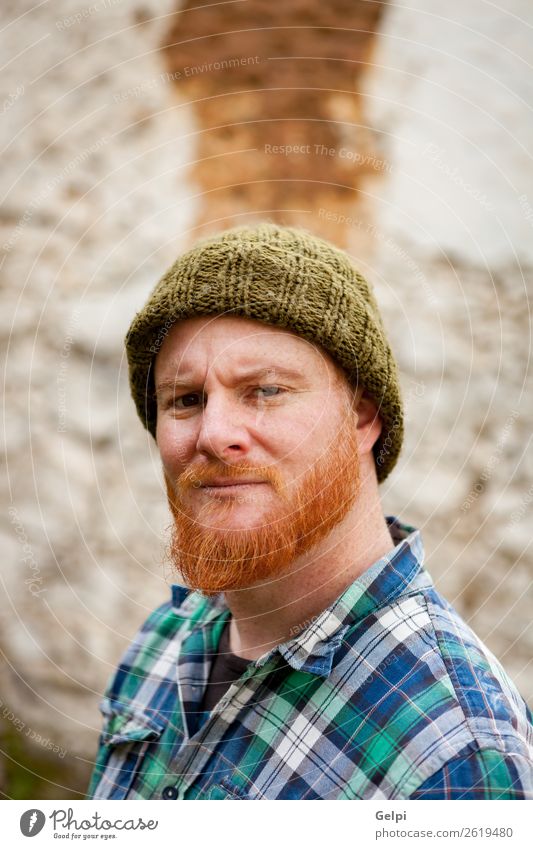 Hipster man with red beard Style Hair and hairstyles Human being Man Adults Hat Red-haired Moustache Beard Old Stand Cool (slang) Hip & trendy Modern Cute Slimy