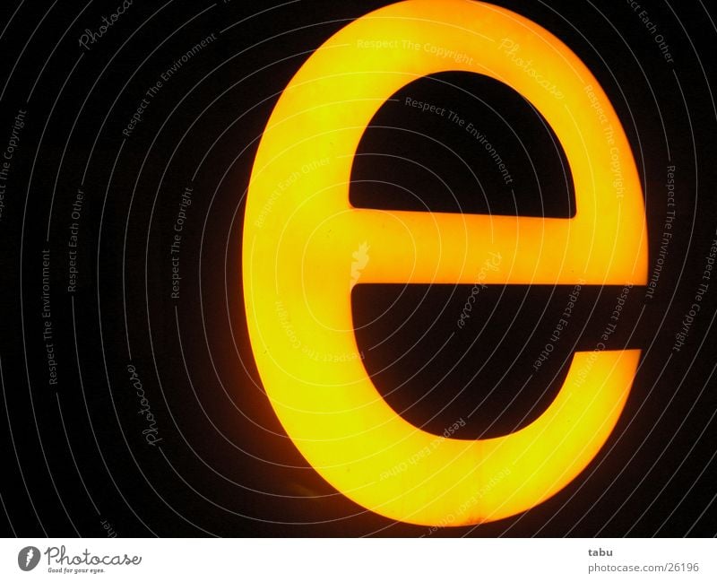 yellow Lamp Light Letters (alphabet) Yellow Night E