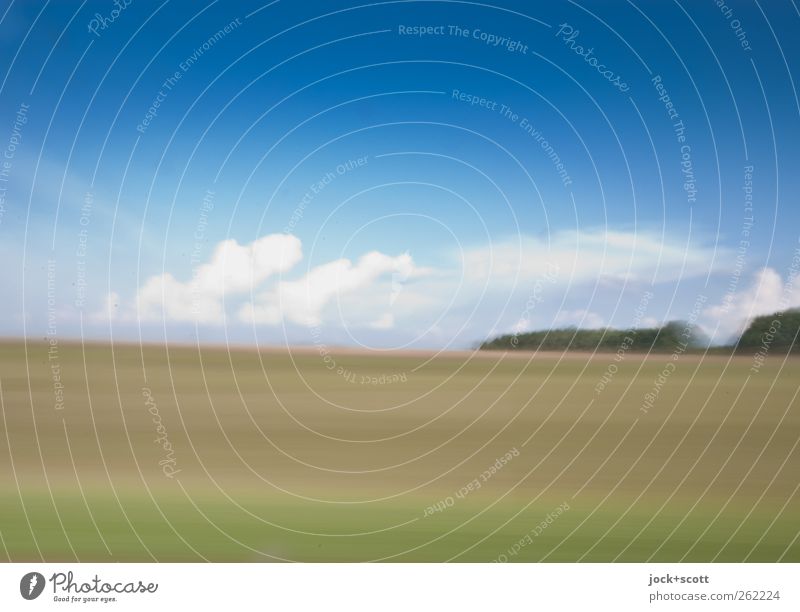 Speed (v) equals distance (s) per time (t) Landscape Clouds Horizon Summer Beautiful weather Field Stripe Vacation & Travel Exceptional Far-off places