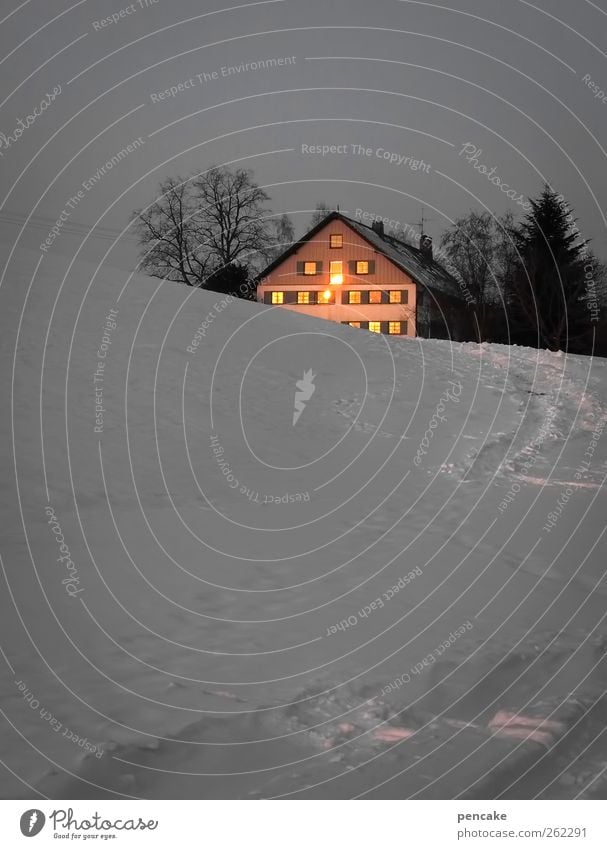 SunCatcher Nature Landscape Sunrise Sunset Winter Ice Frost Snow Tree Isny Germany Deserted House (Residential Structure) Dream house Building farm Contentment