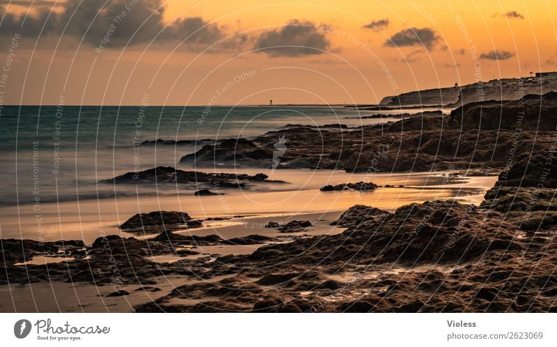 evening dress ... Environment Nature Elements Sand Sun Sunrise Sunset Sunlight Summer Waves Coast Beach Bay Kitsch Orange Fuerteventura Rock Costa Calma Evening