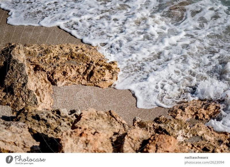 Beach at Crete in Summer crete greece summer vacation Mediterranean ocean beach shore rock water sun sunny sunlight sky warm blue view scenic sight scenery